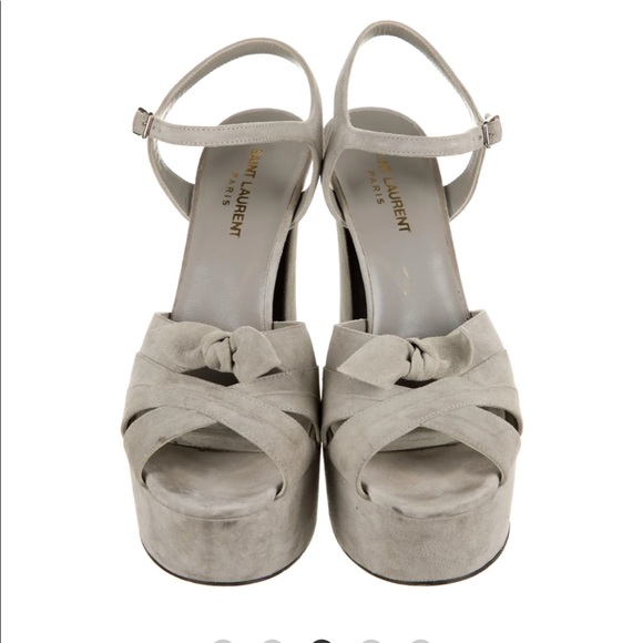Grey Suede Saint Laurent Platforms